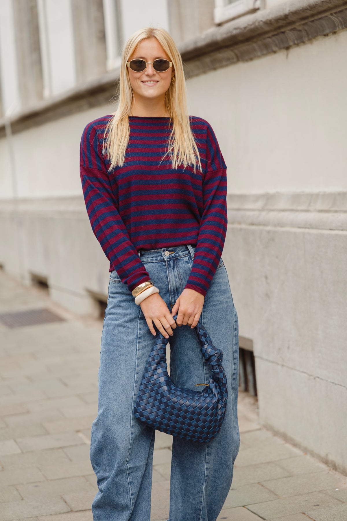 STRIPED KNIT BORDEAUX/NAVY