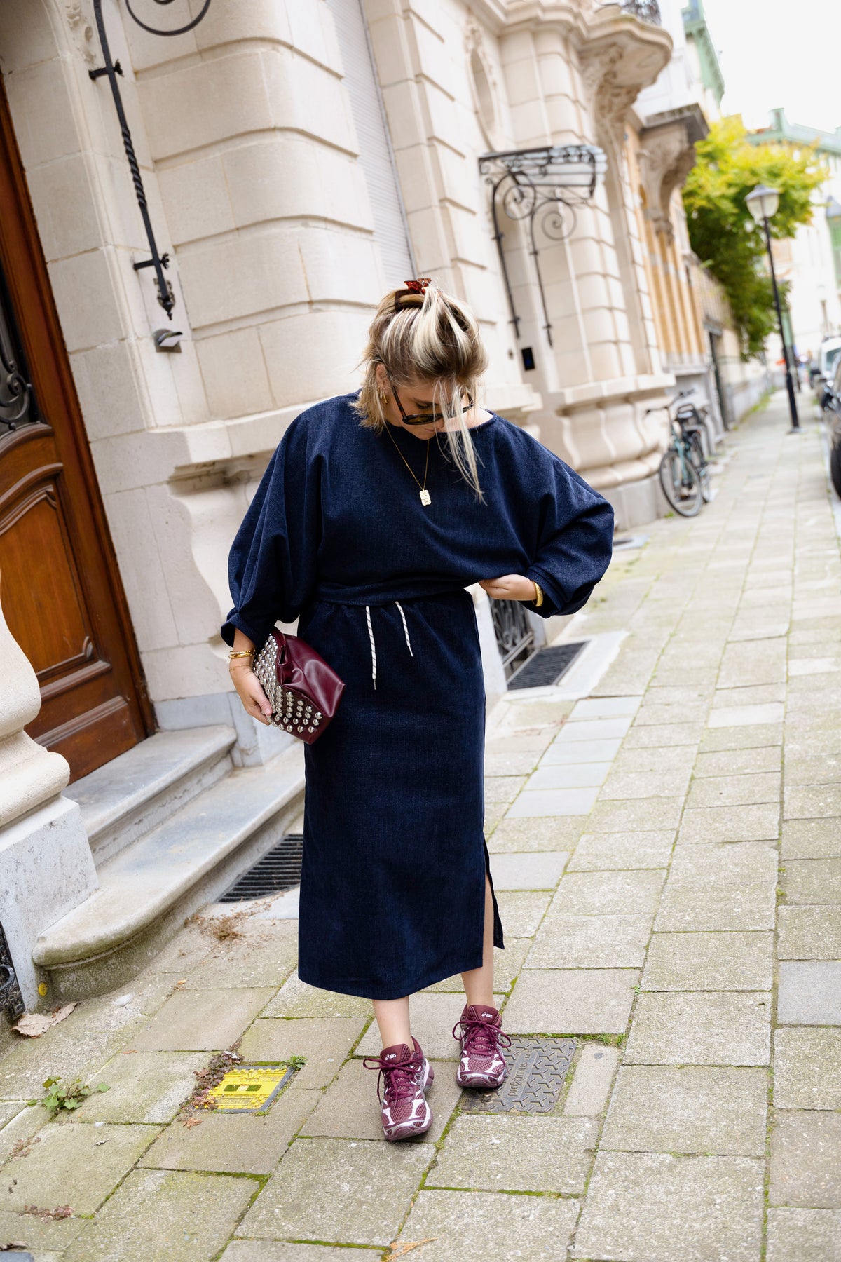 VELVET SKIRT NAVY