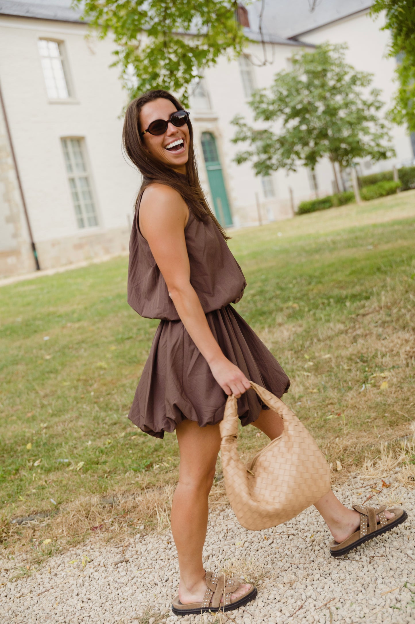 OLIVIA DRESS BROWN