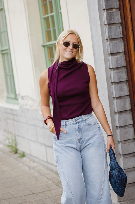 SCARF TOP BURGUNDY