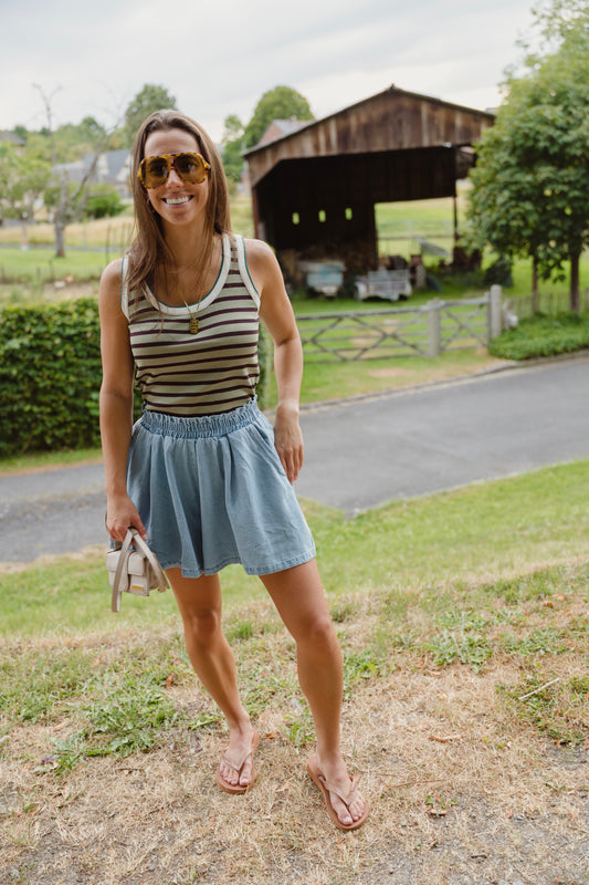 STRIPED TOP KAKI