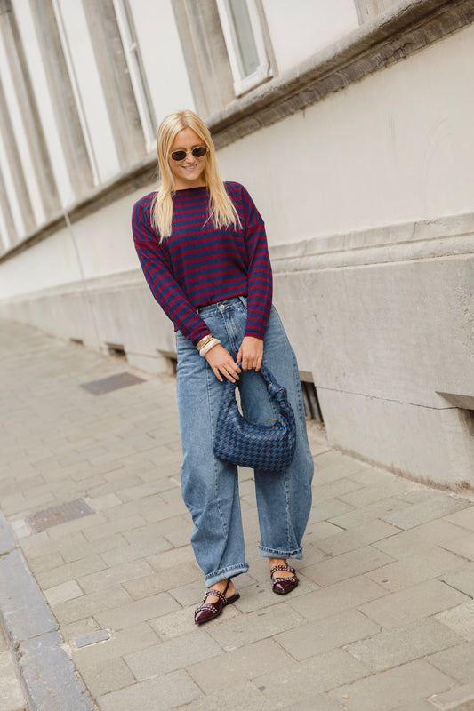 STRIPED KNIT BORDEAUX/NAVY