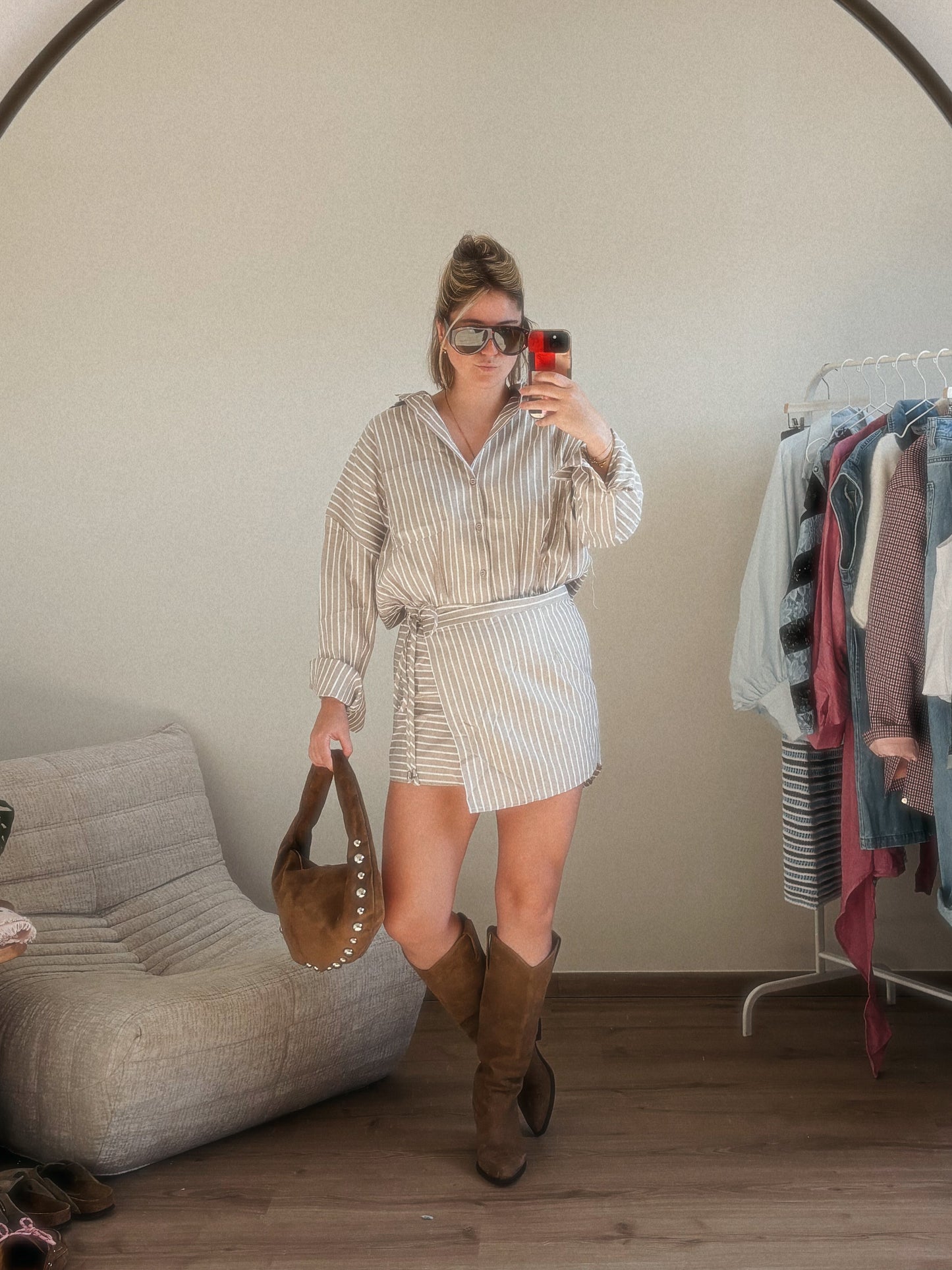OLIVER STRIPED DRESS BEIGE