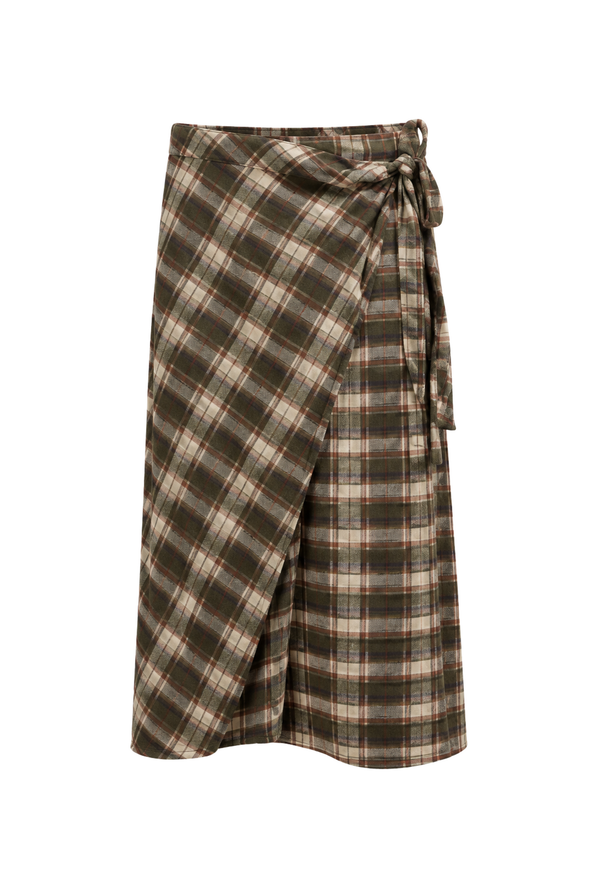 CHECKED SKIRT KAKI