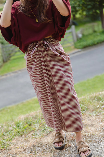 VICHY SKIRT BORDEAUX