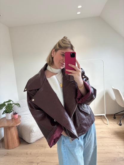 ROXY LEATHER JACKET BORDEAUX