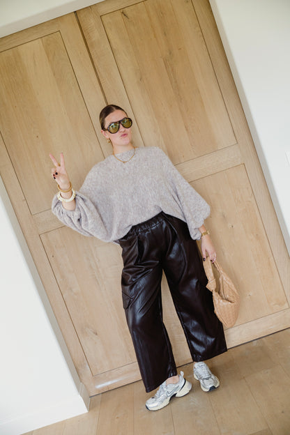 LEATHER CARGO PANTS CHOCO