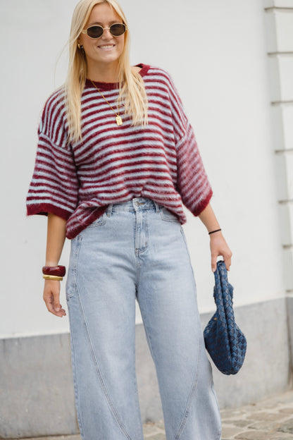 MIA KNIT BORDEAUX/BLEU-CIEL