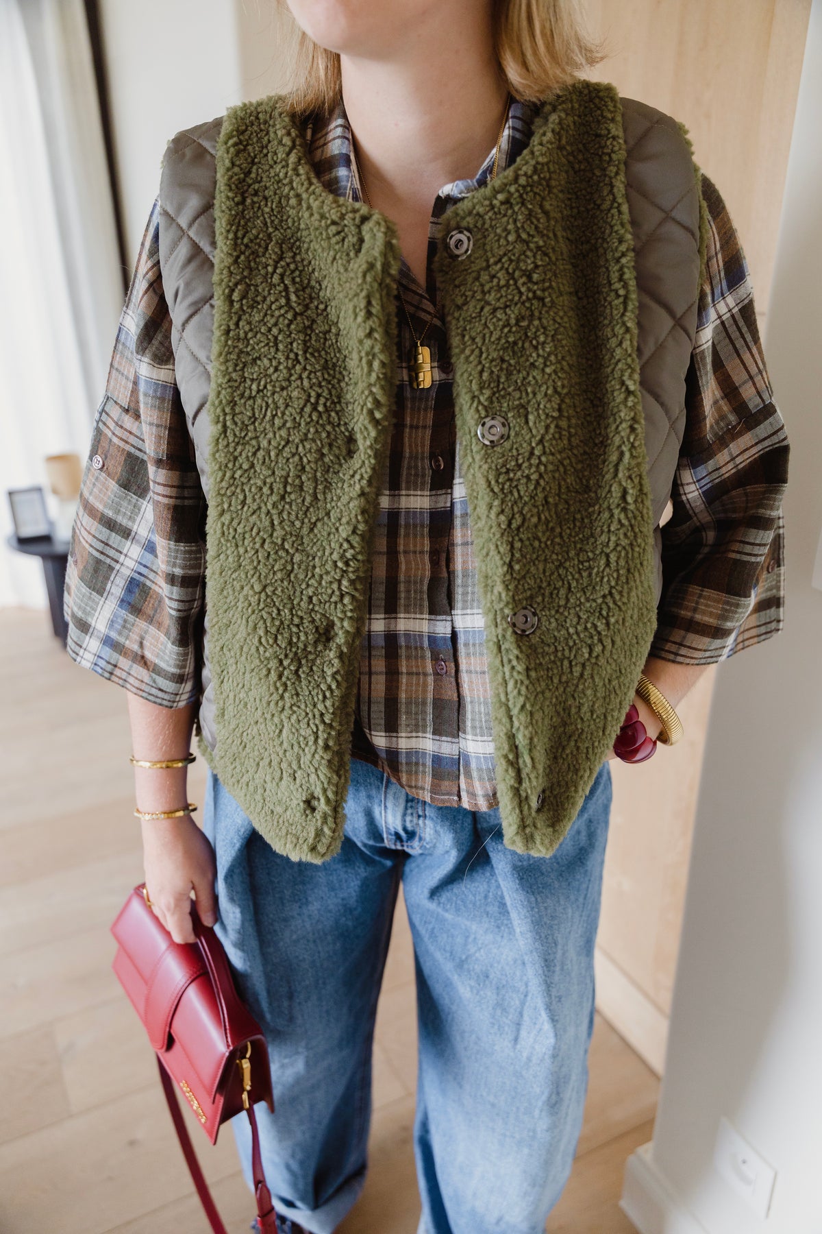 REVERSIBLE TEDDY JACKET KAKI