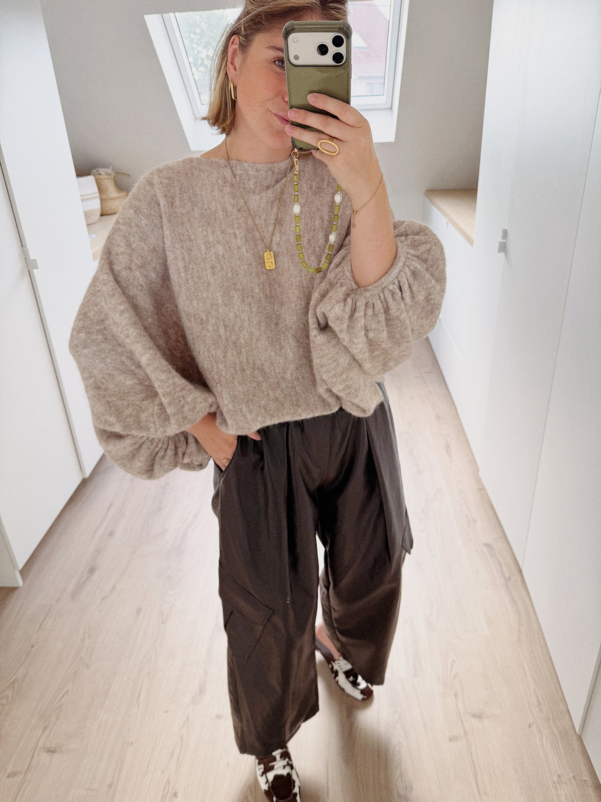 LEATHER CARGO PANTS CHOCO
