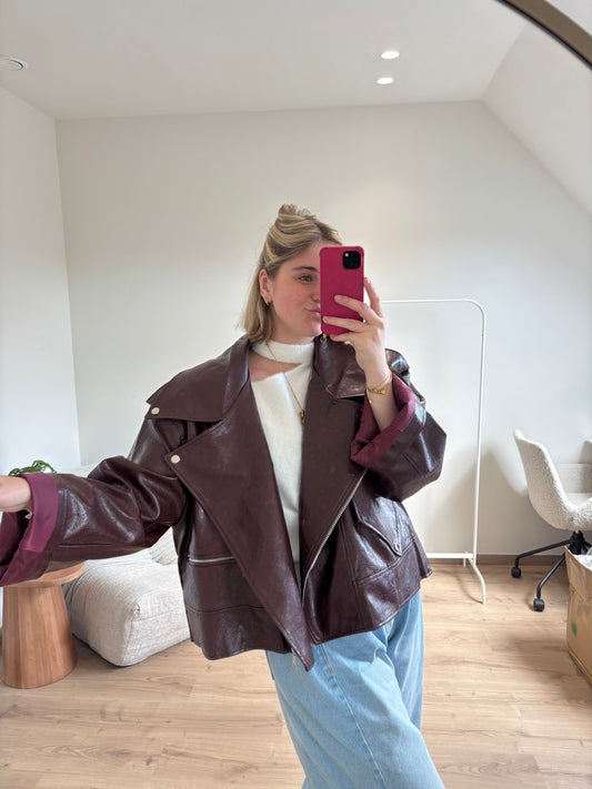 ROXY LEATHER JACKET BORDEAUX