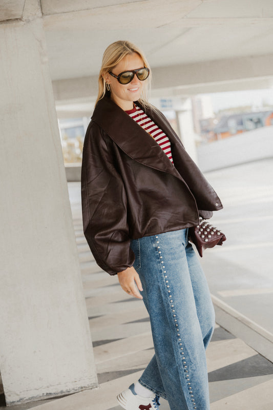 LEATHER BOMBER JACKET BORDEAUX