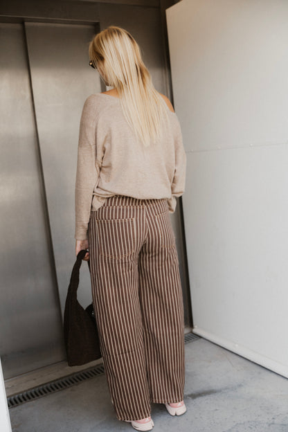 STRIPED JEANS CHOCO/BEIGE