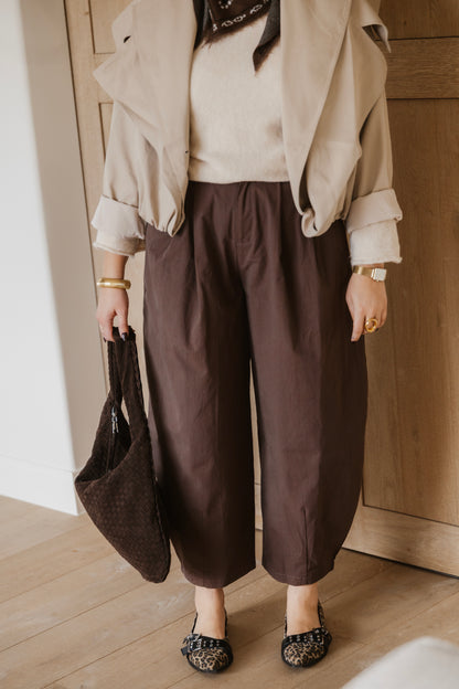 ELLE COTTON TROUSERS CHOCO