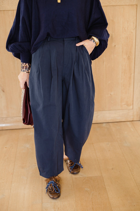 ELLE COTTON TROUSERS NAVY