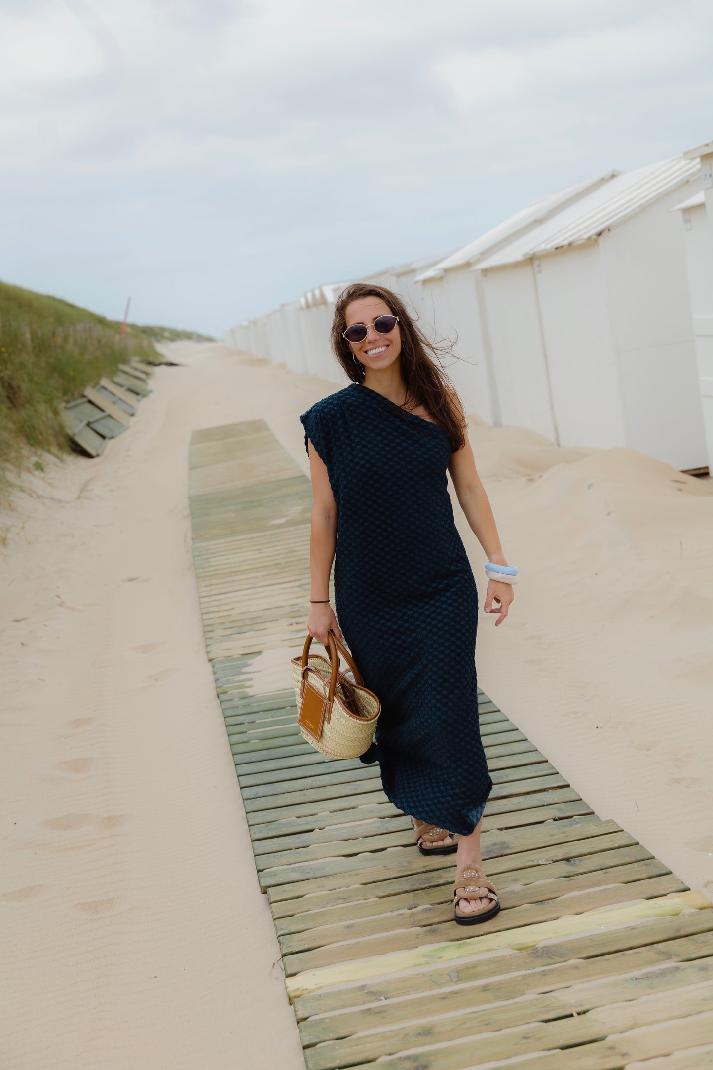 TERRY CLOTH DRESS NAVY
