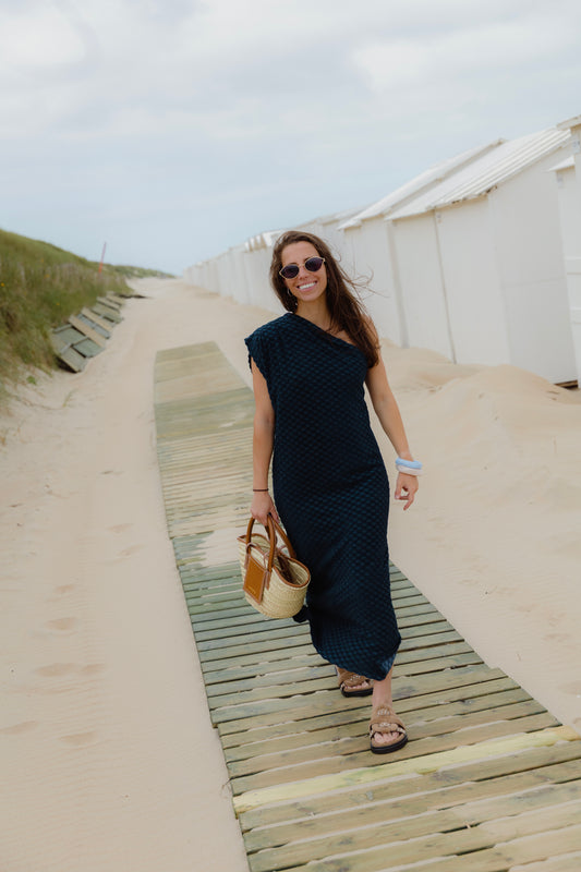 TERRY CLOTH DRESS NAVY