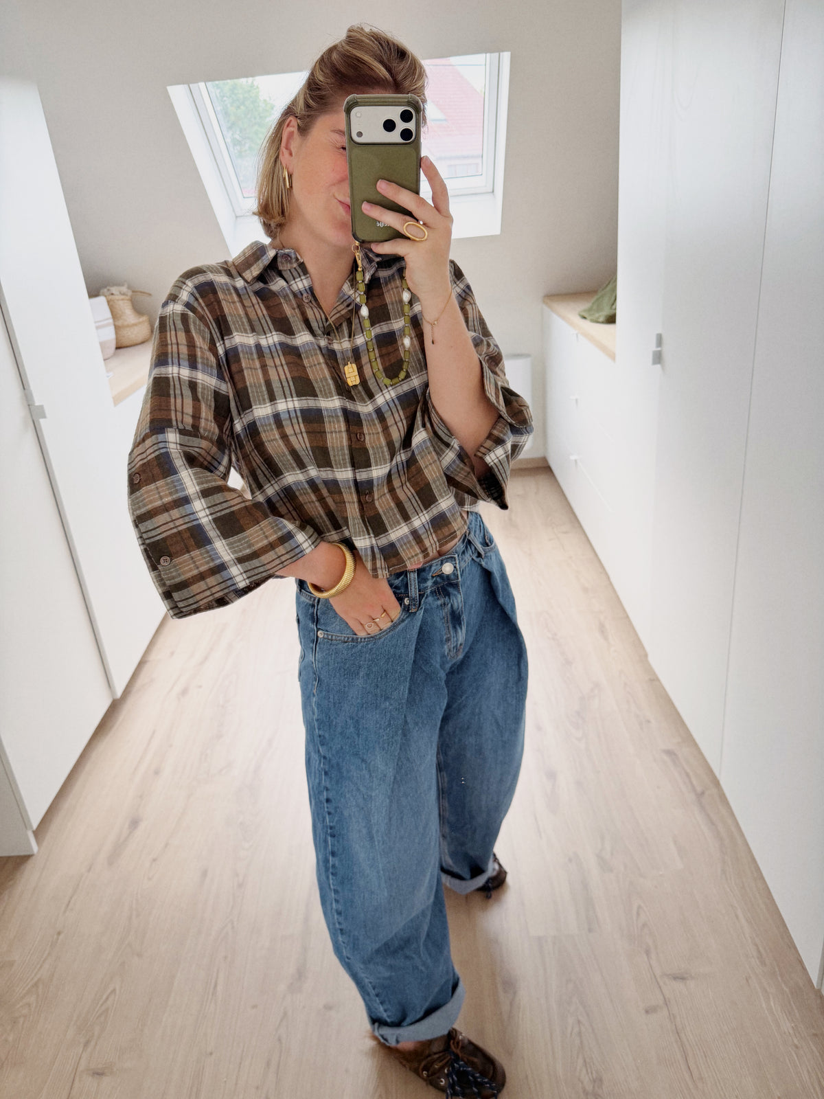 PLAID SHIRT KAKI/NAVY