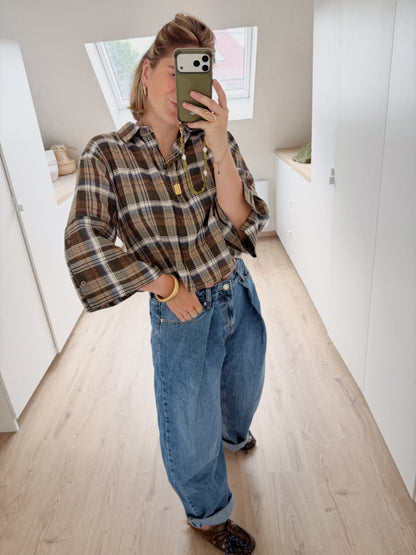 PLAID SHIRT KAKI/NAVY