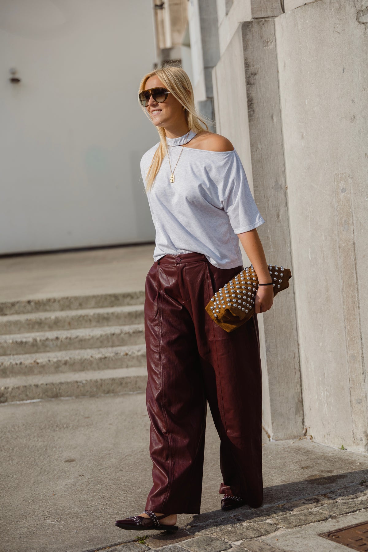 JACK LEATHER TROUSERS BORDEAUX