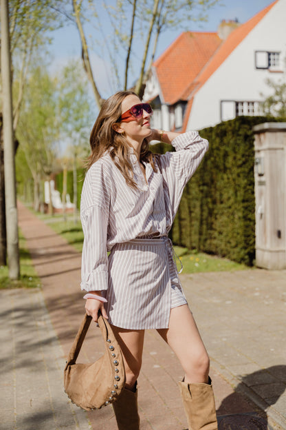 OLIVER STRIPED DRESS BEIGE