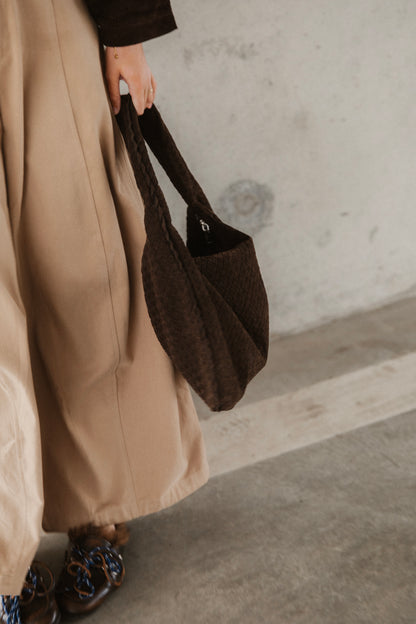 WOVEN BAG SUEDE BROWN