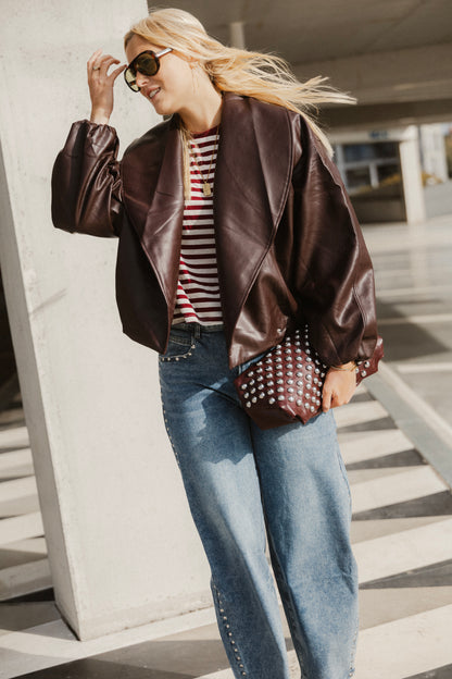 LEATHER BOMBER JACKET BORDEAUX