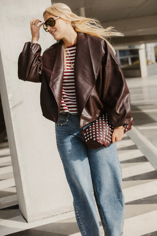 LEATHER BOMBER JACKET BORDEAUX