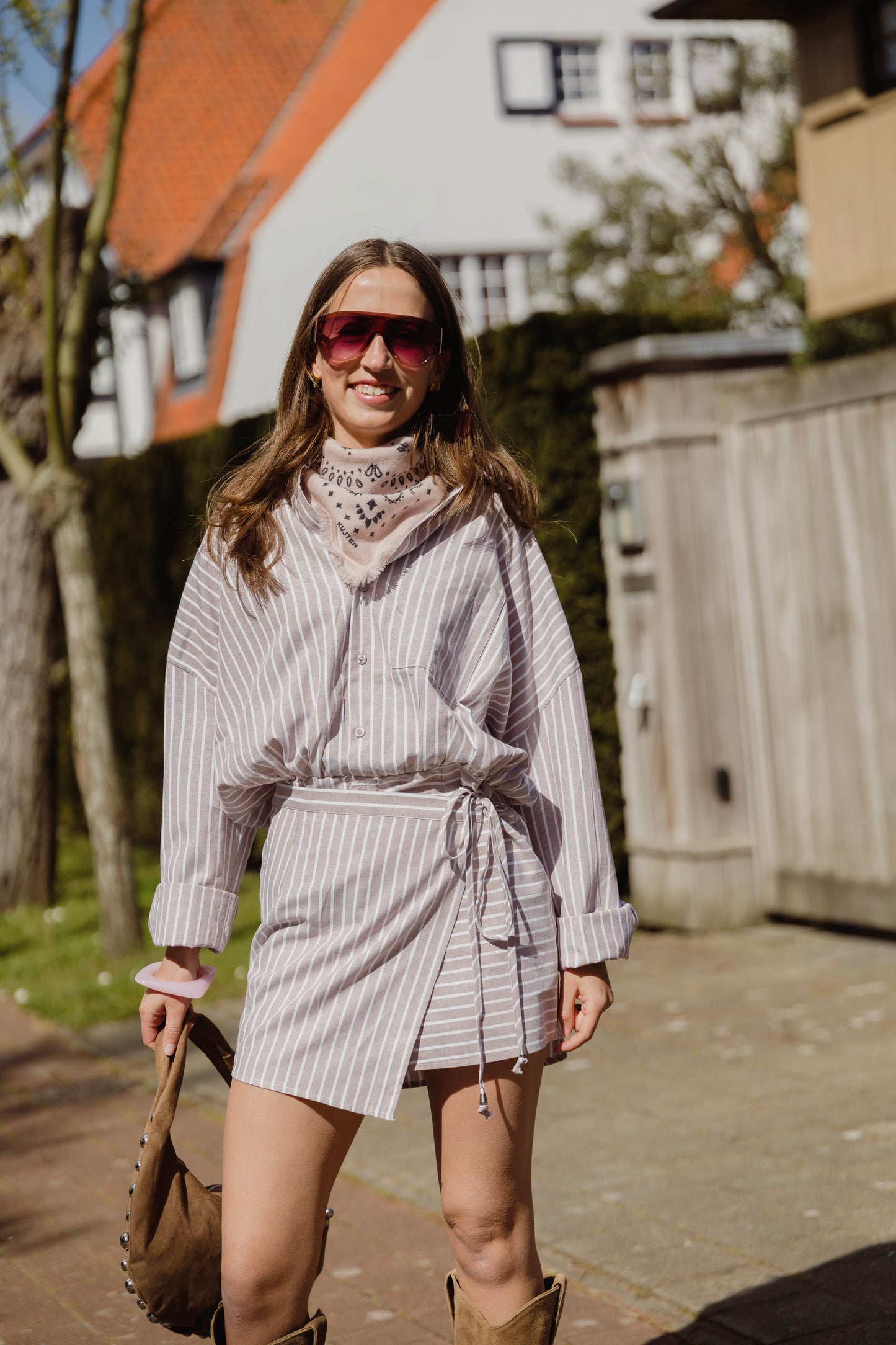 OLIVER STRIPED DRESS BEIGE