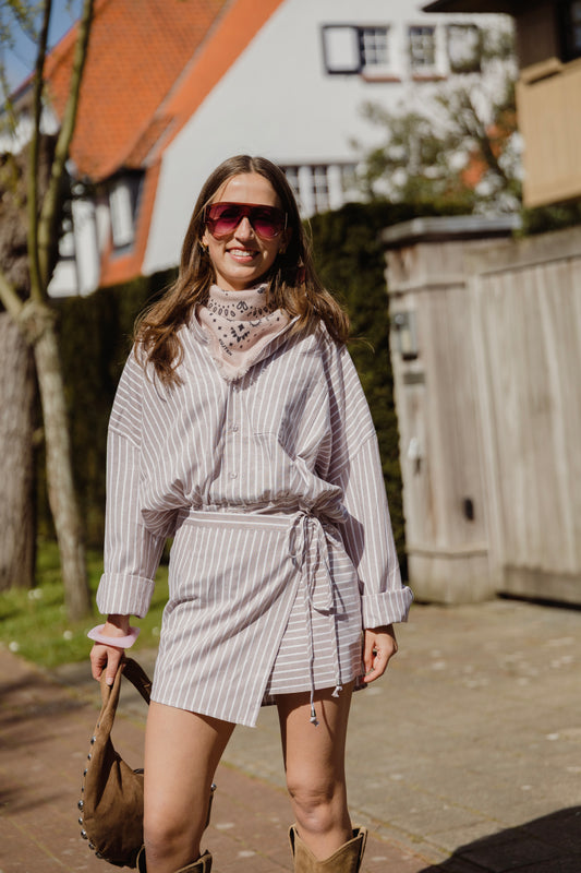 OLIVER STRIPED DRESS BEIGE