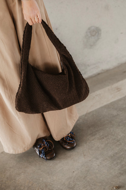 WOVEN BAG SUEDE BROWN