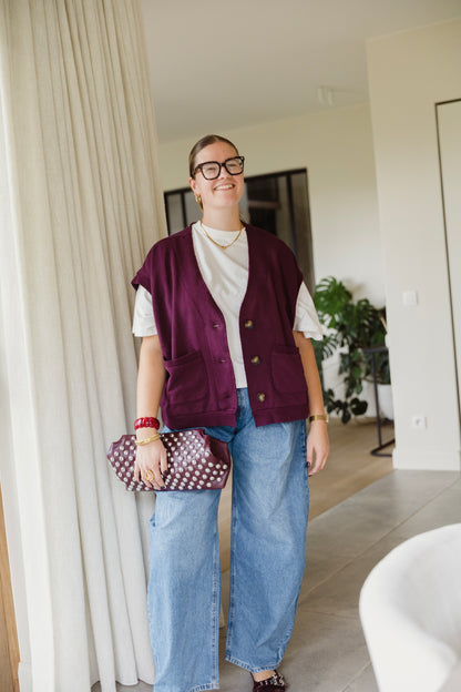 ZOEY CARDIGAN AUBERGINE