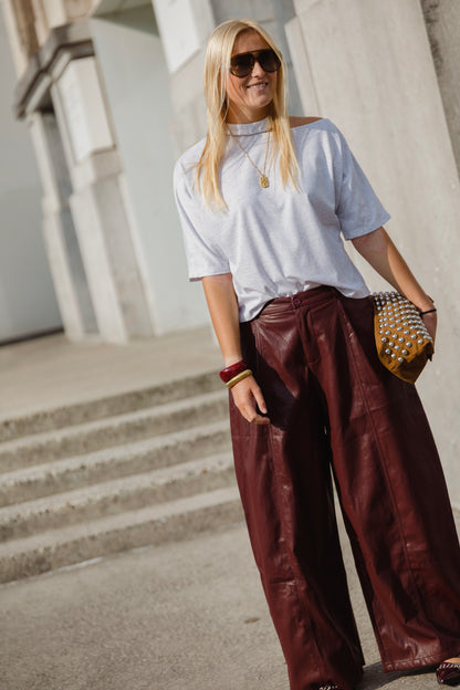 JACK LEATHER TROUSERS BORDEAUX