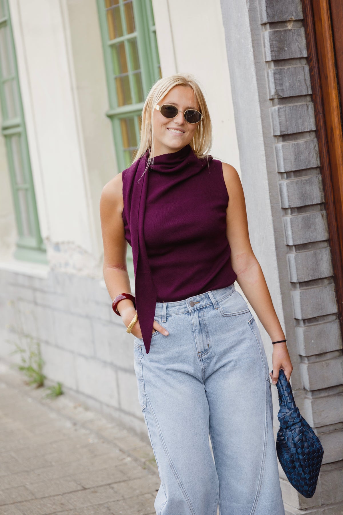 SCARF TOP BURGUNDY