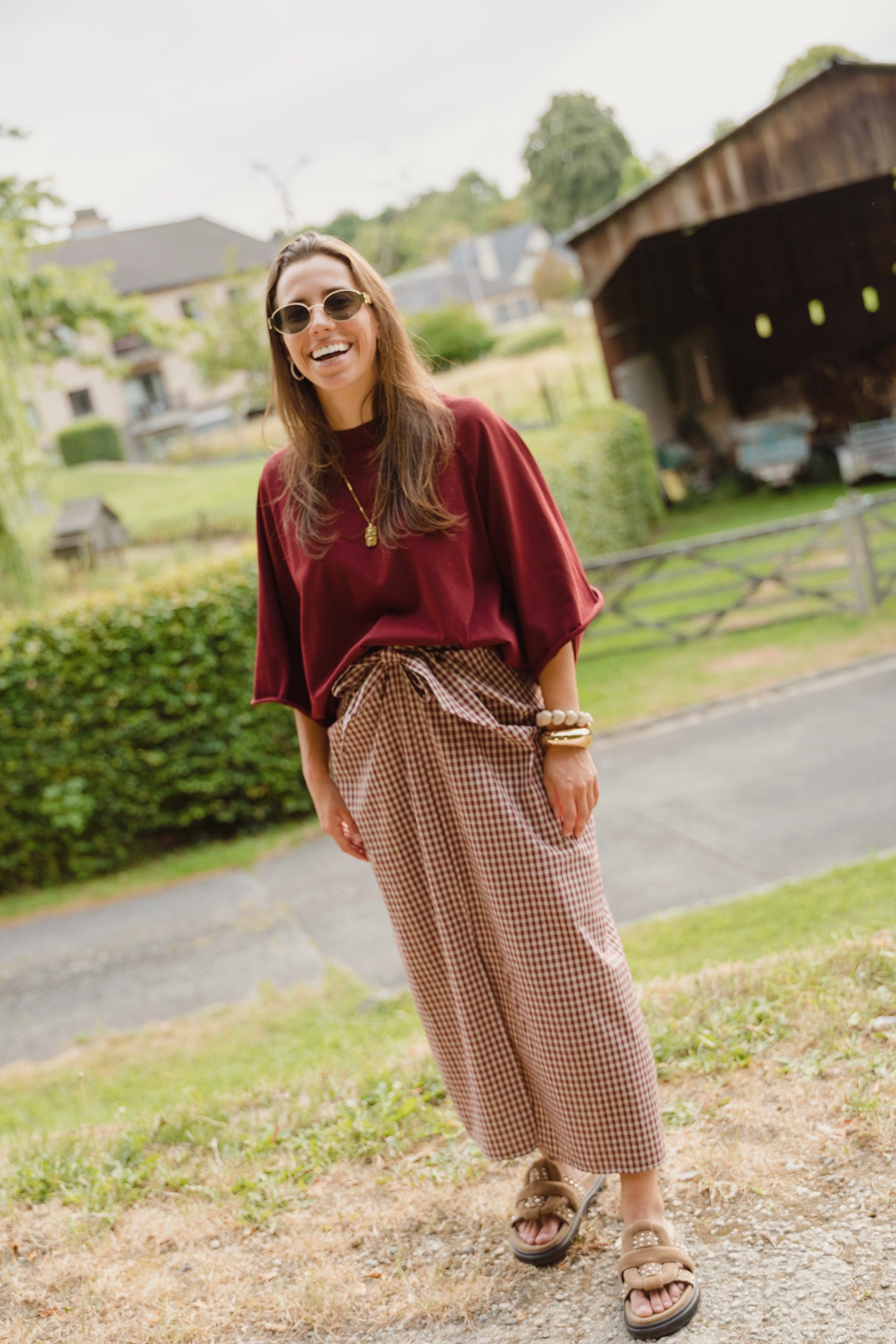 VICHY SKIRT BORDEAUX