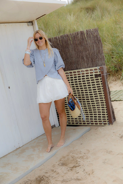 CHECK BLOUSE BABY BLUE