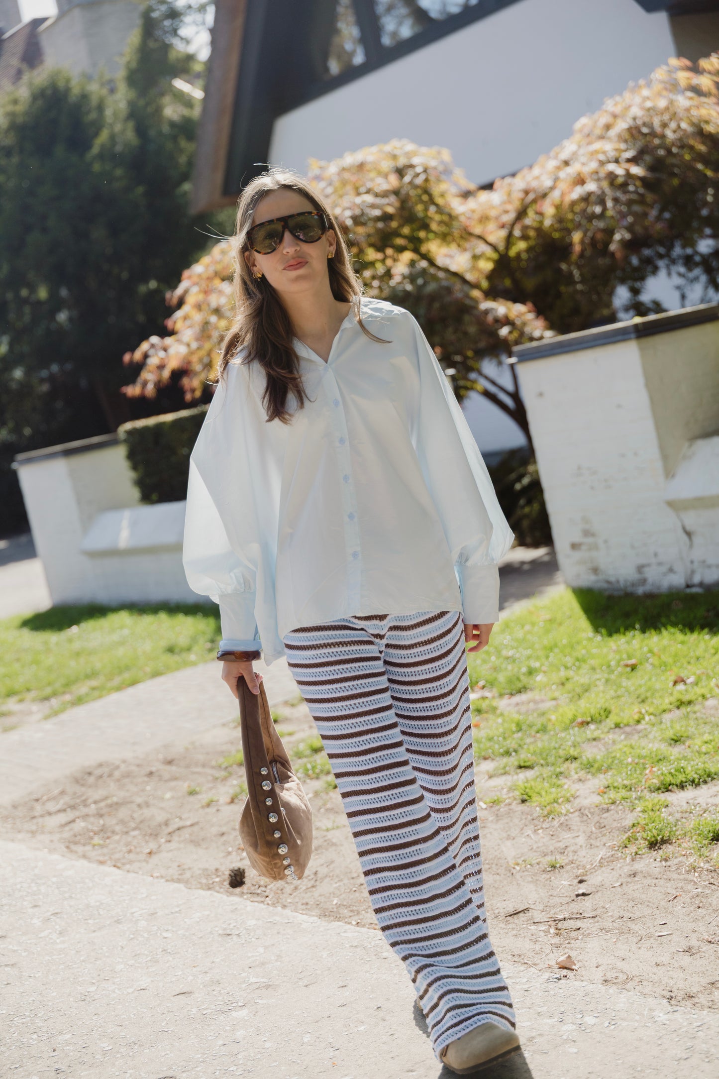 CROCHET TROUSERS CHOCO-CIEL