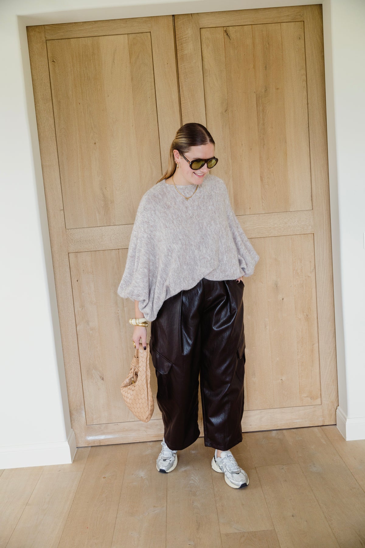 LEATHER CARGO PANTS CHOCO