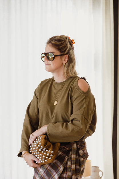 OPEN SHOULDER LONGSLEEVE KAKI