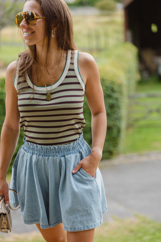 STRIPED TOP KAKI