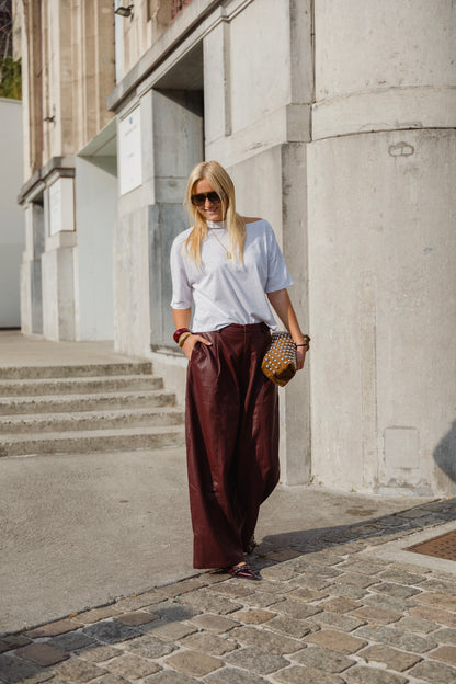 JACK LEATHER TROUSERS BORDEAUX
