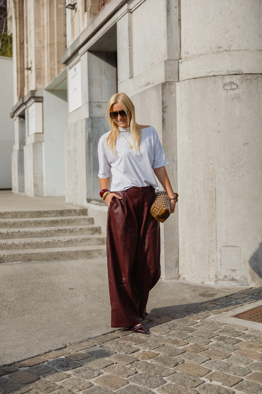 JACK LEATHER TROUSERS BORDEAUX