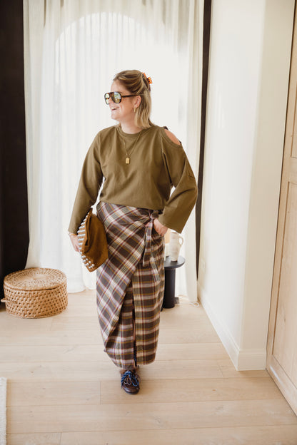 OPEN SHOULDER LONGSLEEVE KAKI