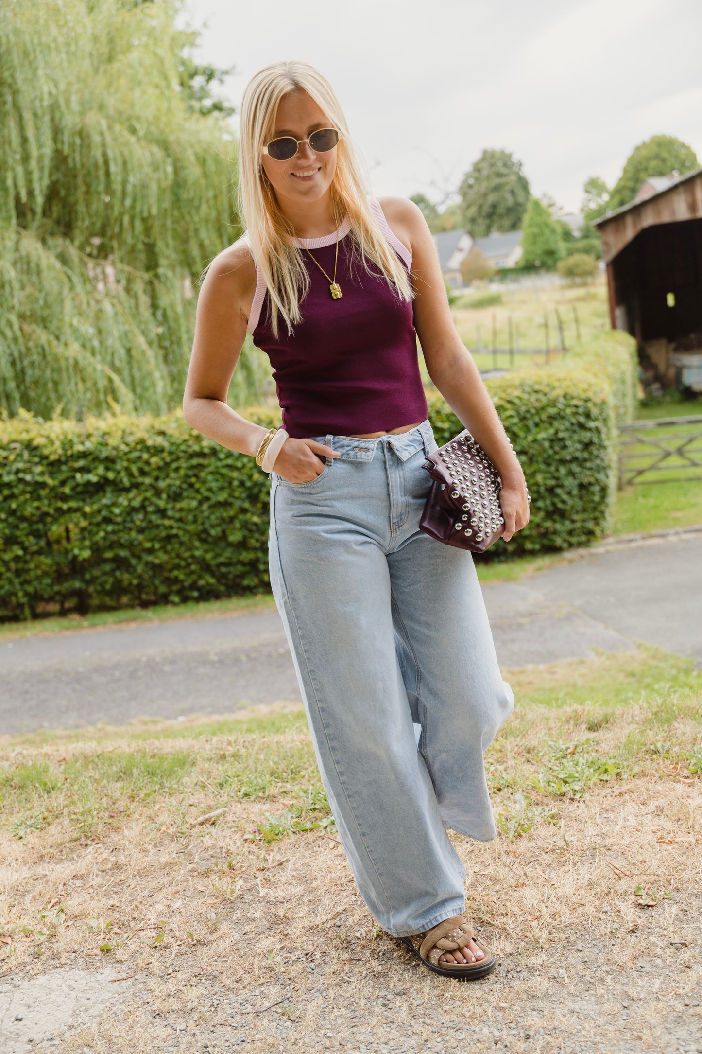 TANKTOP BORDEAUX/PINK