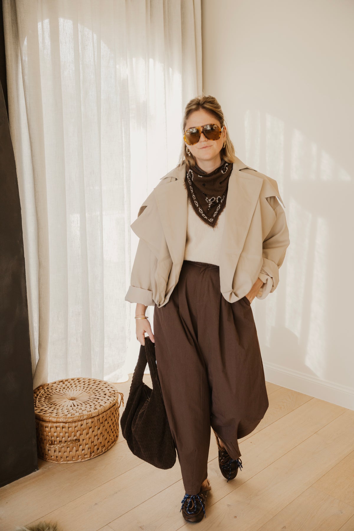 ELLE COTTON TROUSERS CHOCO