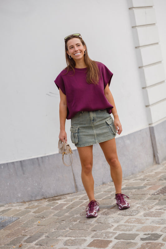 LOLA SWEAT-T-SHIRT AUBERGINE