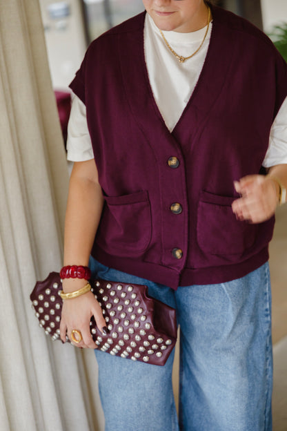ZOEY CARDIGAN AUBERGINE