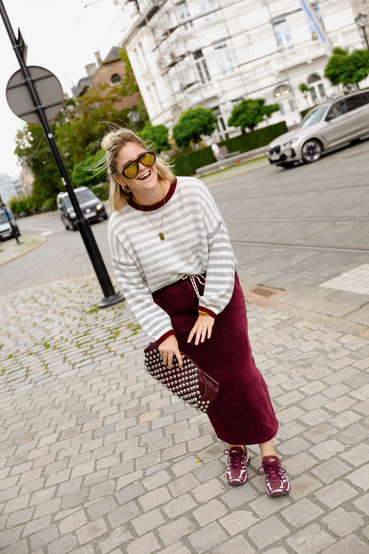 VELVET SKIRT BORDEAUX