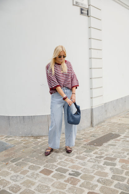 MIA KNIT BORDEAUX/BLEU-CIEL