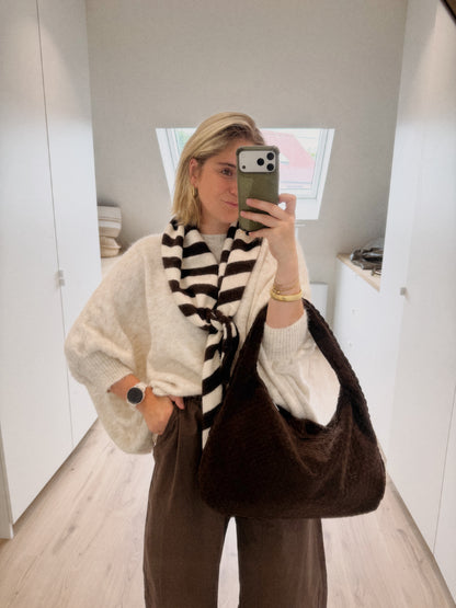 STRIPED SCARF BROWN/ECRU